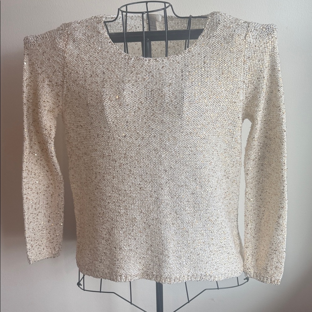 Chico's Cream Long Sleeve Knit Top